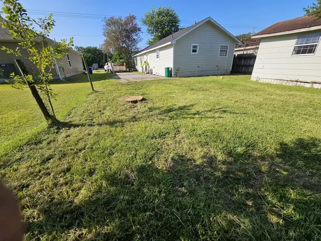 a house view with a backyard space