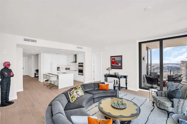 a living room with furniture and a couch