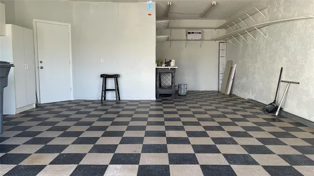 a black and white checkered floor