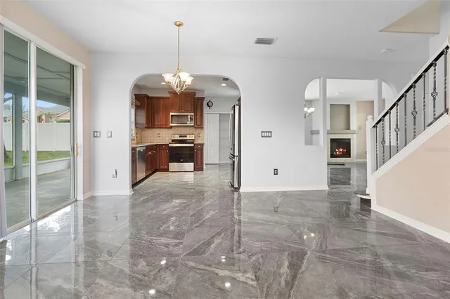 a view of an entryway with dining area