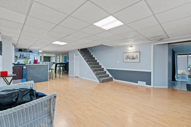 a view of kitchen and dining room with furniture