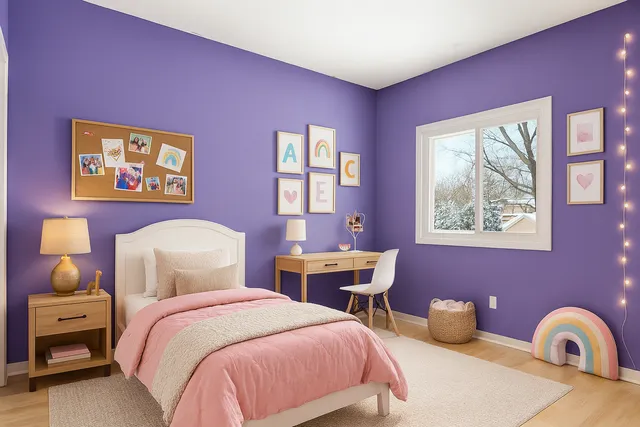 a bedroom with a bed and a dresser next to a window