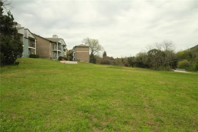 a view of a backyard with green space
