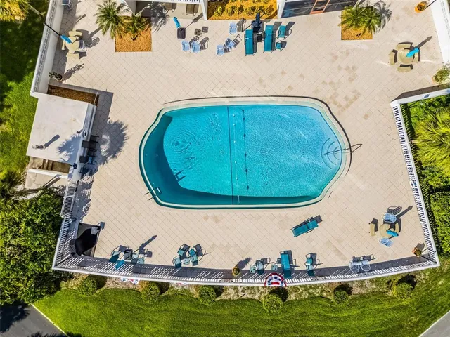 an aerial view of a highlighted house