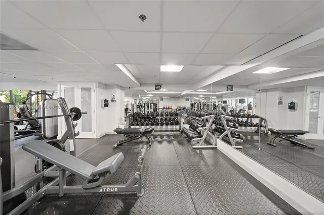 a view of a room with gym equipment