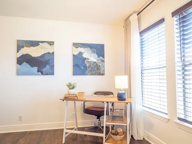 a view of a workspace with a window