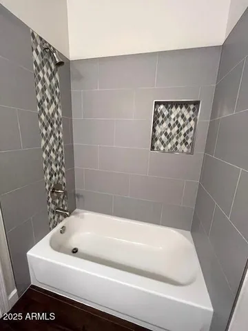 a bathroom with a bathtub