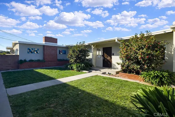 a view of a backyard with plants and a garden