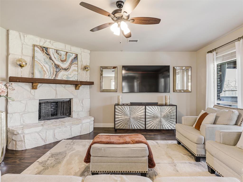 1216 Tree Shadow Lane Anna, TX 75409 - Photo 11 of 37 a living room with furniture and a fireplace