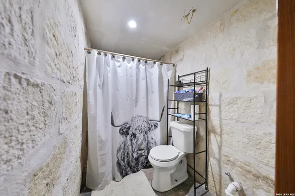 a white toilet sitting next to a shower curtain