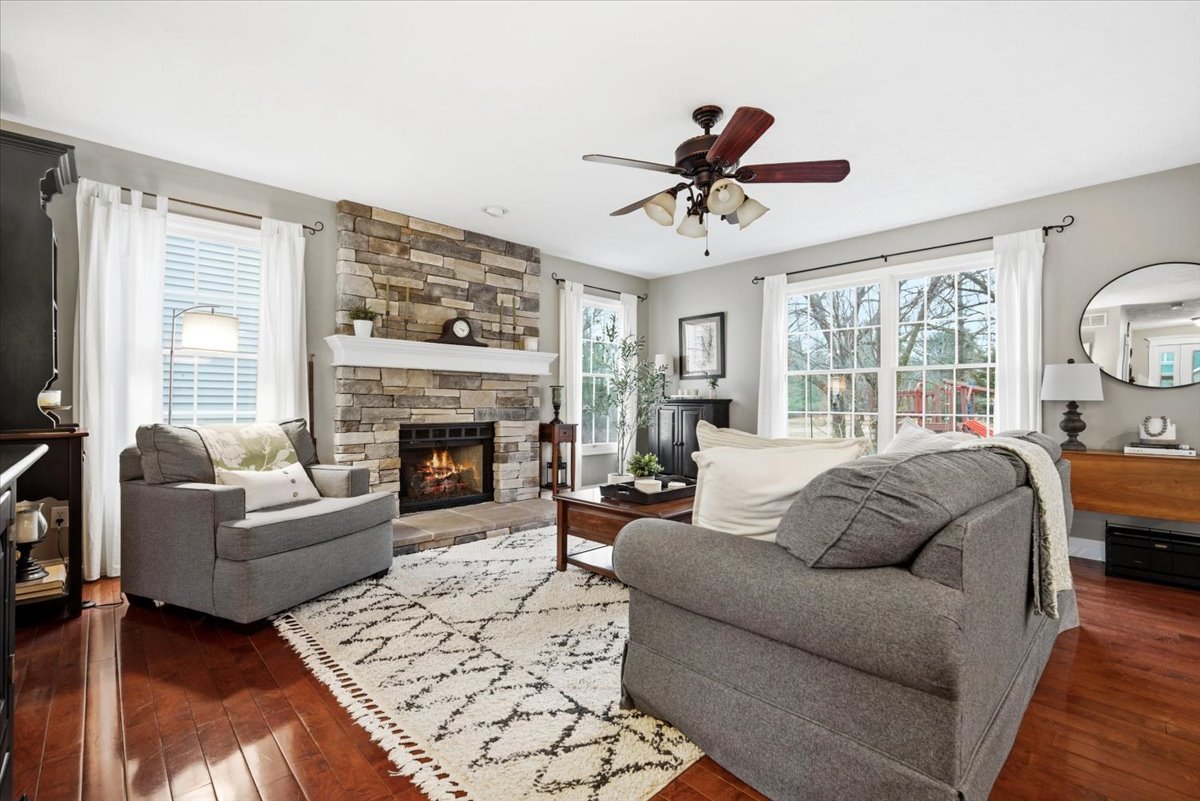 1629 Cheyenne Lane Normal, IL 61761 - Photo 4 of 26 a living room with furniture a fireplace and a large window