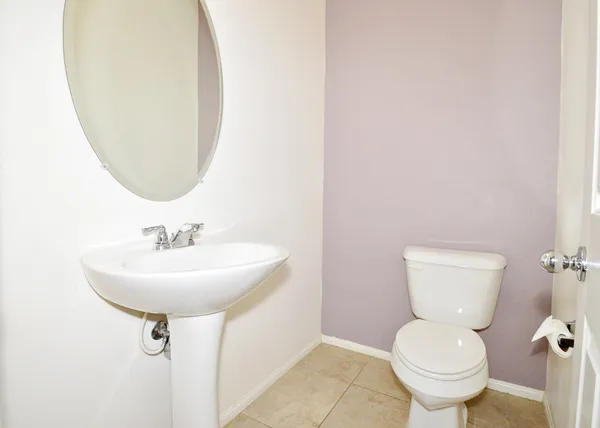a bathroom with a toilet a sink and a mirror