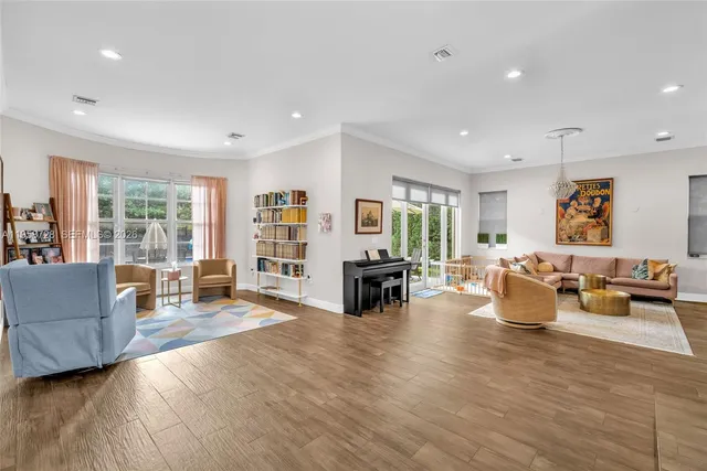 a view of a lake with a houses