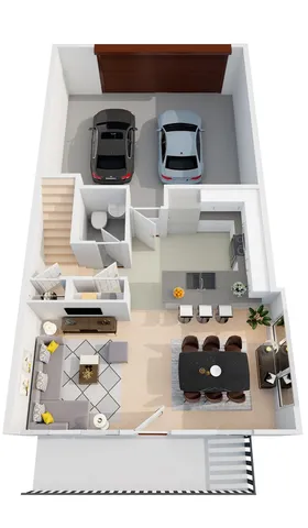 a living room with furniture and a rug