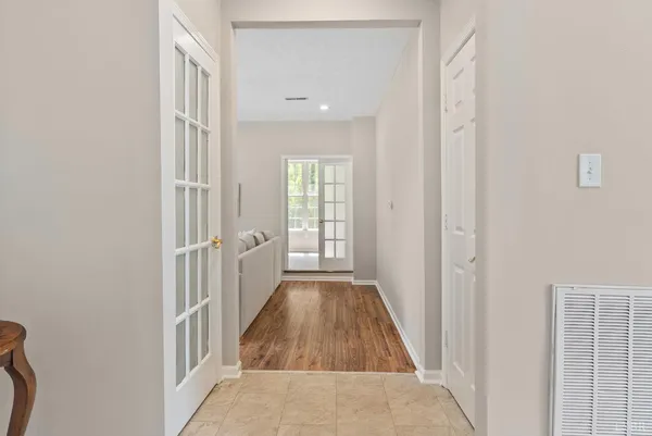 a backyard of a house with lots of green space