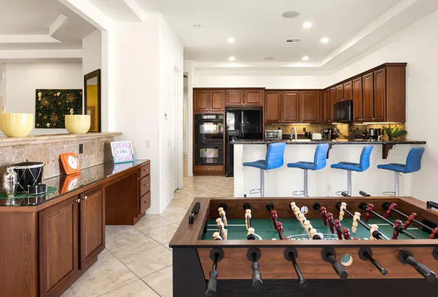 a large kitchen with lots of counter top space