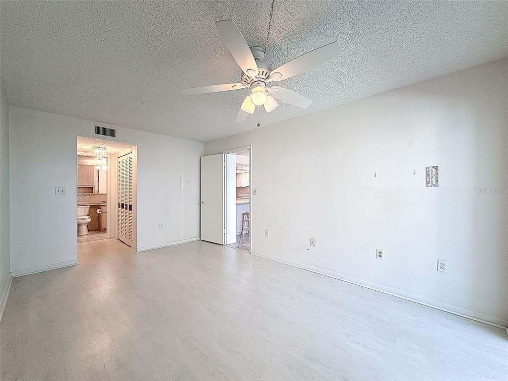 4550 Cove Circle, Unit 507 St. Petersburg, FL 33708 - Photo 14 of 32 an empty room with closet and a chandelier fan