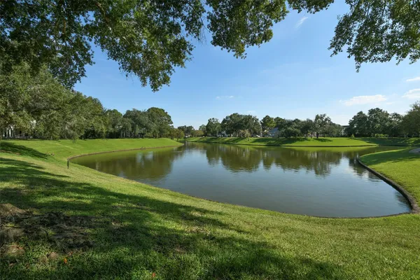 a view of a lake in a garden and lake view