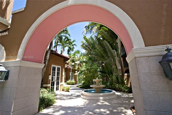 a view of a fountain in the middle of the house