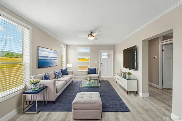 a living room with furniture fireplace and a flat screen tv