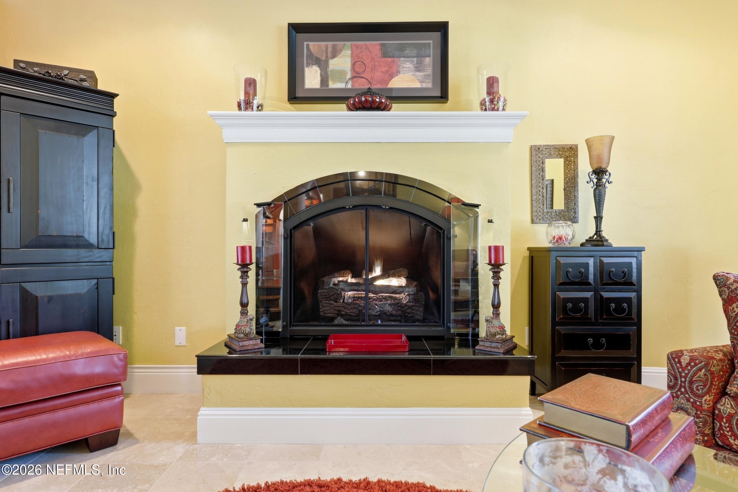 10 Lydia Lane St. Augustine, FL 32080 - Photo 14 of 119 a living room with furniture a flat screen tv and a fireplace