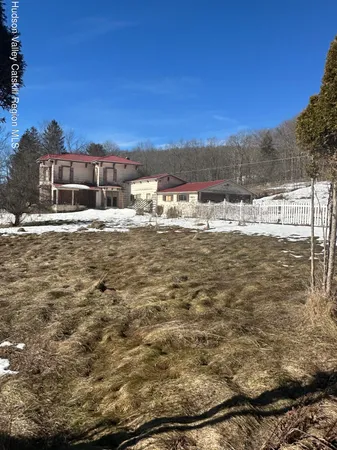 a view of a lake with houses