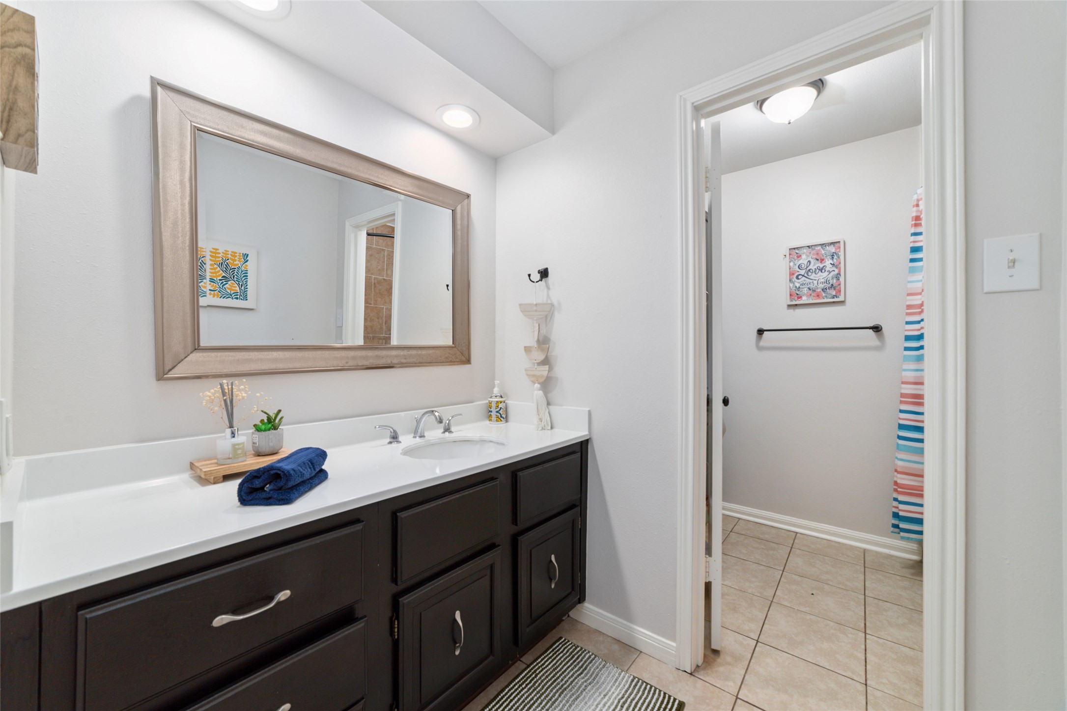 563 Landfall Lane Conroe, TX 77302 - Photo 21 of 25 a bathroom with a sink and a mirror