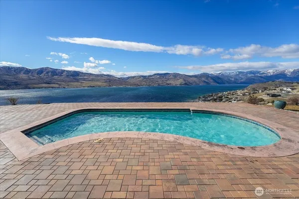 a view of an outdoor space and mountain view