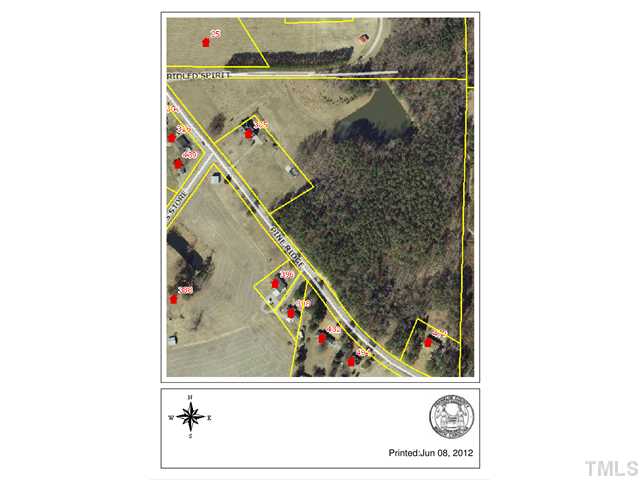335 Pine Ridge Road Zebulon, NC 27597 - Photo 25 of 25 Aerial Map Showing house on 2.5 with the additinal 23.26 Attached. Lots of Road Frontage.
