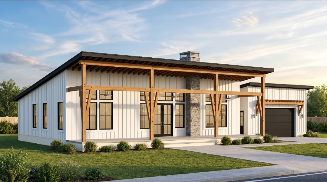 157 Hunting Hollow Road Six Mile, SC 29682 - Photo 2 of 19 Clean lines and a striking stone chimney define this inviting contemporary home.