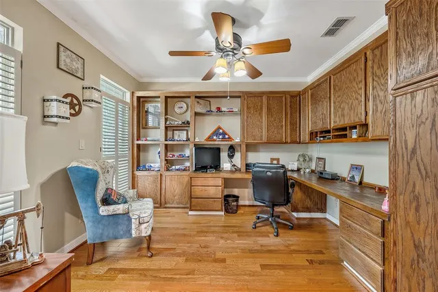 a workspace with furniture