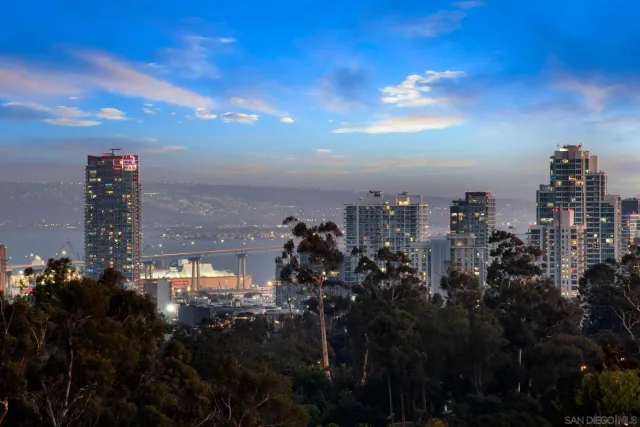 a view of city and mountain