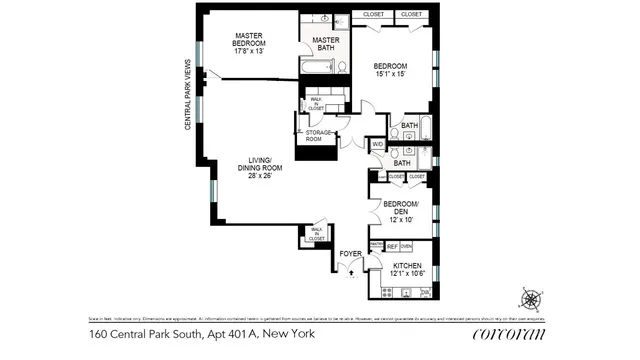 $4,750,000 | 160 Central Park South, Unit 401A | Central Park South