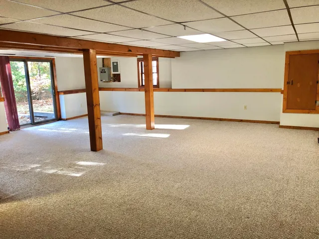 a view of a room with a window