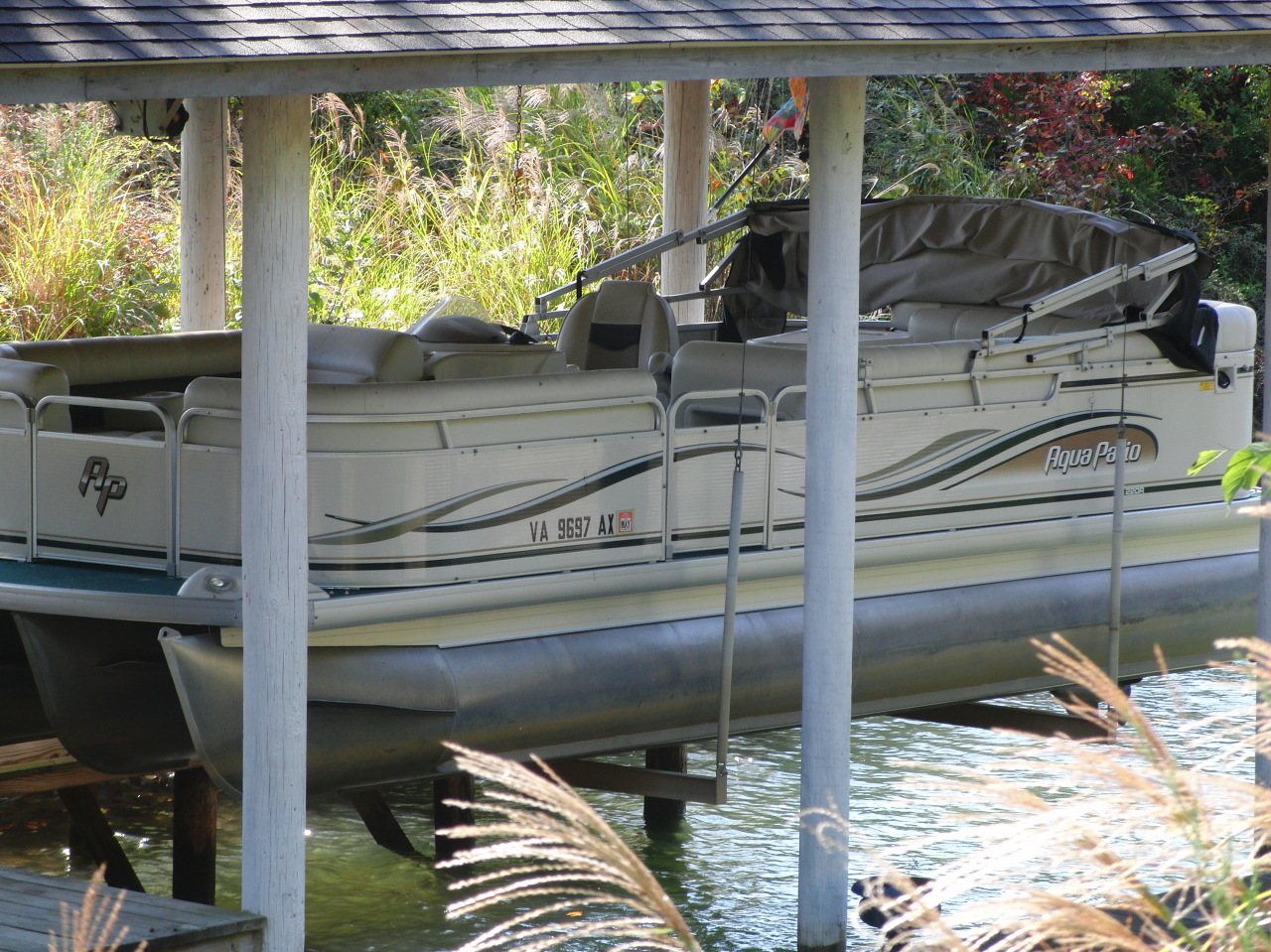 75 Anthony Ford Road Penhook, VA 24137 - Photo 4 of 5 Pontoon Boat on Lift