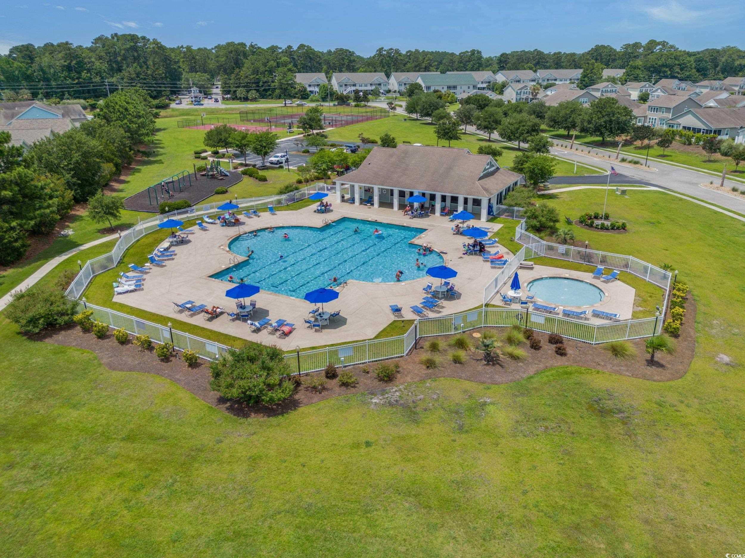 256 Copper Leaf Drive Myrtle Beach, SC 29588 - Photo 34 of 40 Aerial view of residential area featuring a pool