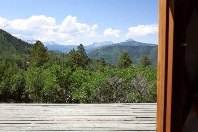a view of a yard from a window
