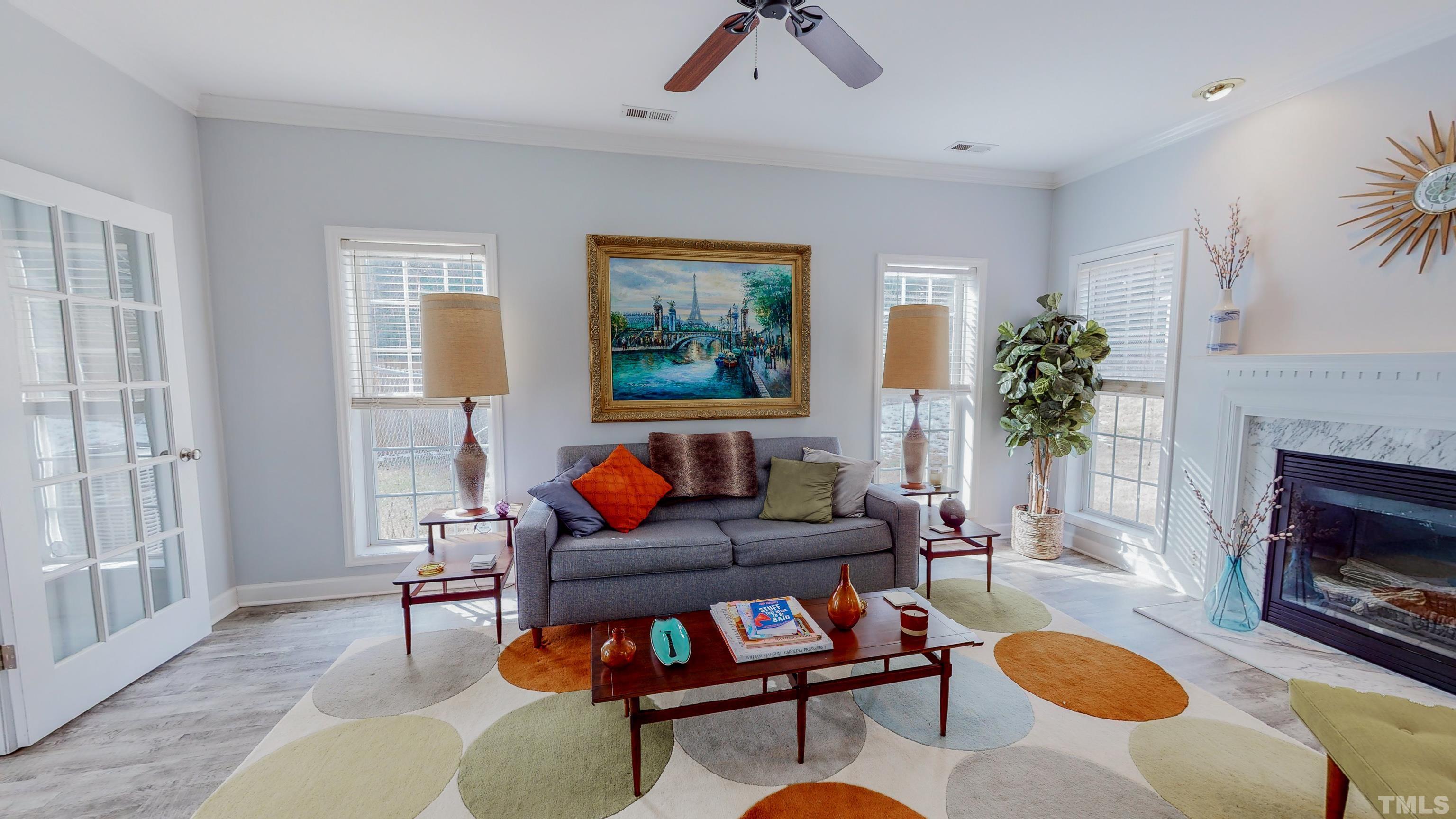 145 Deep Creek Point Rougemont, NC 27572 - Photo 45 of 52 a living room with furniture and a fireplace
