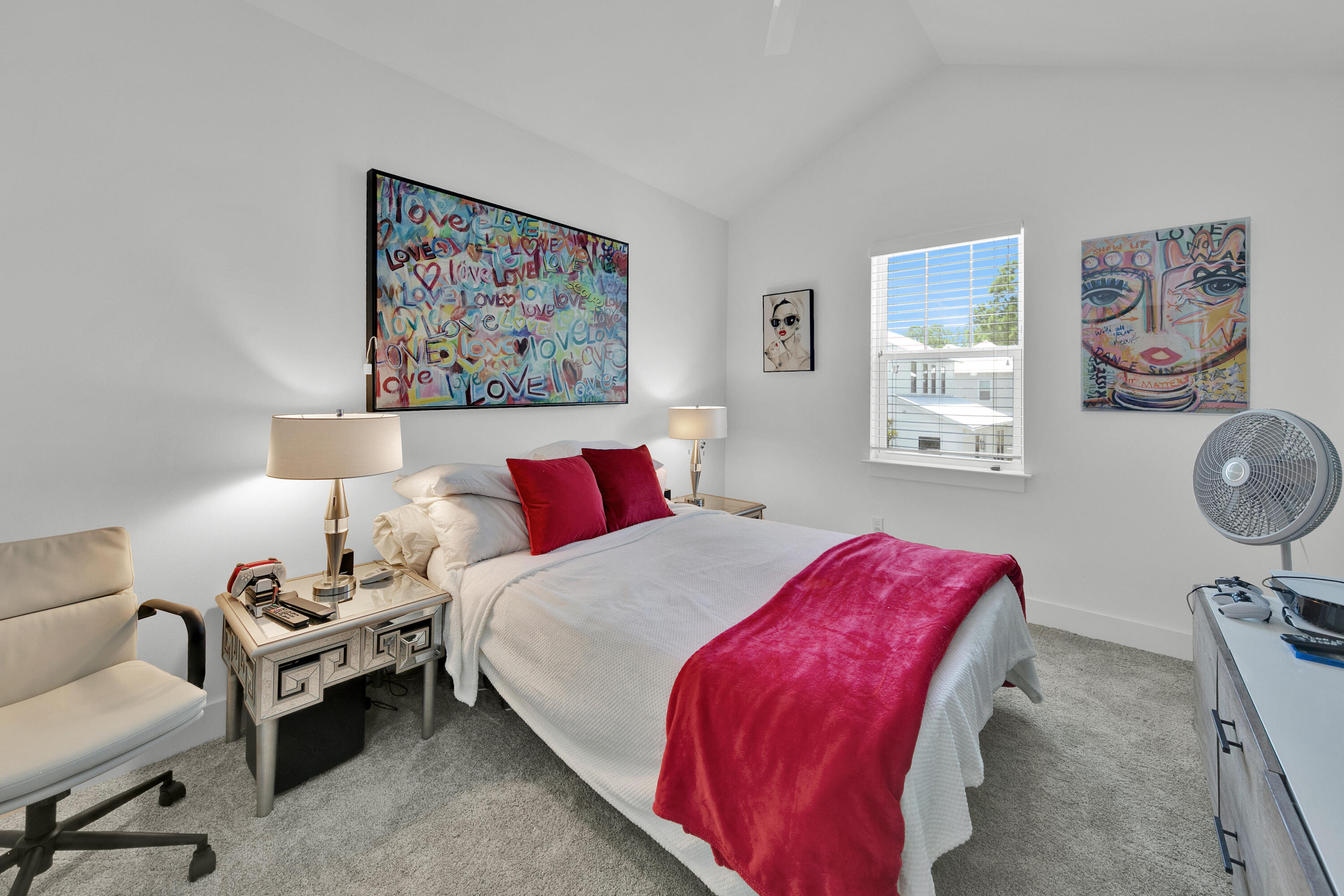 250 Marlberry Trace Santa Rosa Beach, FL 32459 - Photo 28 of 30 a bedroom with a bed a painting on the wall and a window