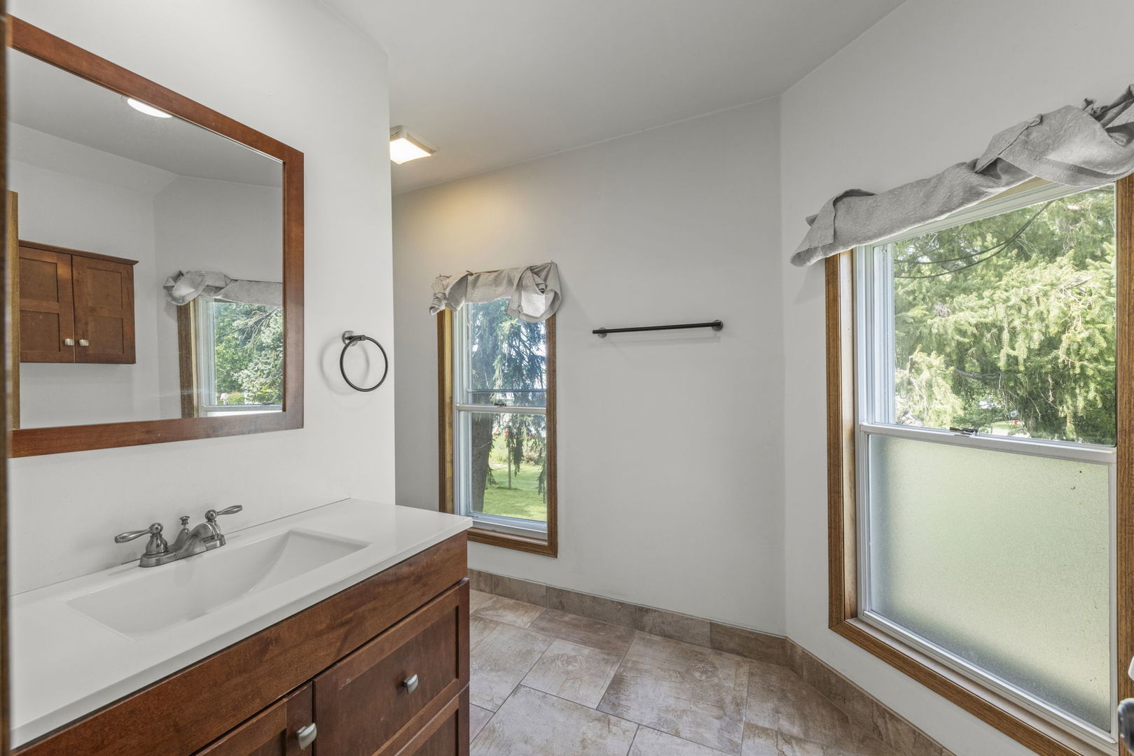 301 North Main Street Herscher, IL 60941 - Photo 17 of 34 a bathroom with a granite countertop sink and a mirror
