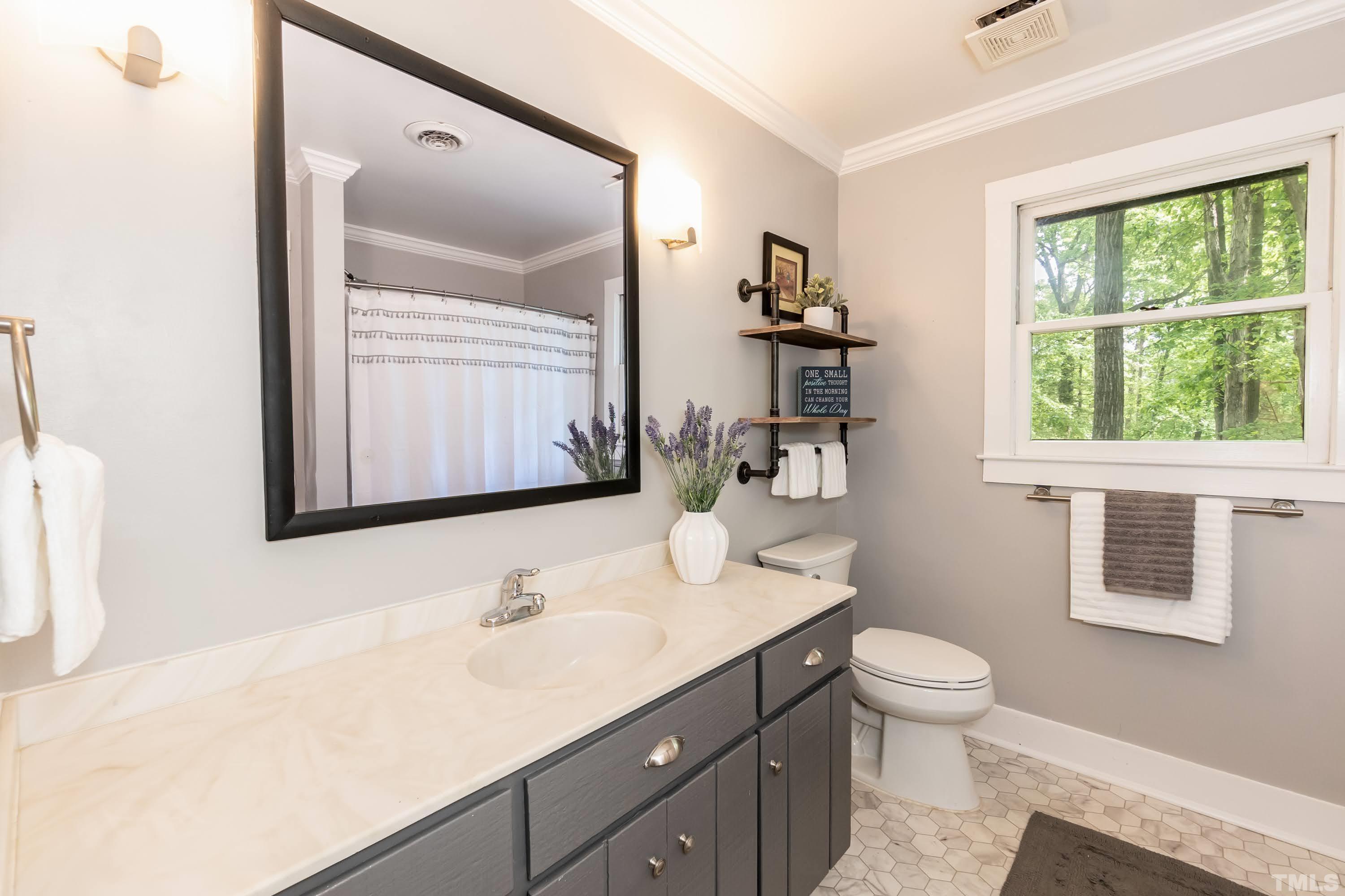 5601 Dutchman Drive Raleigh, NC 27606 - Photo 24 of 43 a bathroom with a toilet sink and mirror