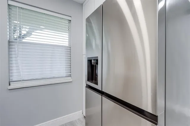 a view of a small space with a window