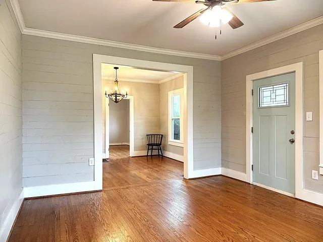 a view of a balcony from a window