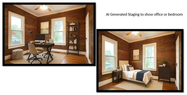 a living room with furniture a clock and a fireplace