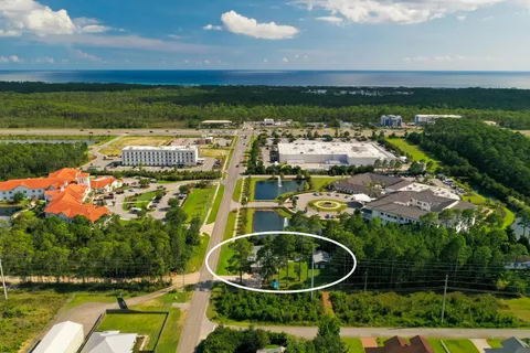 a view of a lake with a city