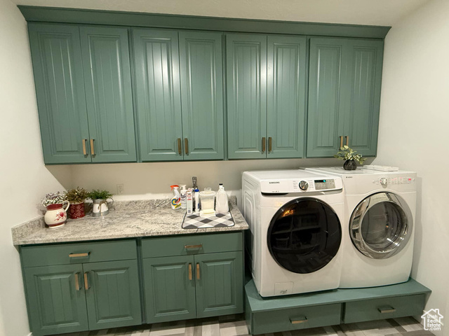 1240 West 2360 North Helper, UT 84526 - Photo 47 of 79 Laundry room featuring cabinet space and washer and dryer