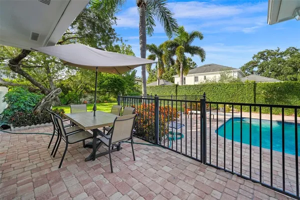 a outdoor view with a seating space