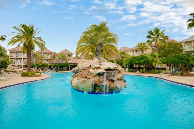 a view of a swimming pool with a garden
