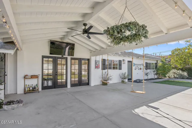 a outdoor living space with furniture and garden view