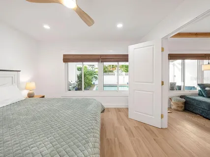 a view of a backyard with plants